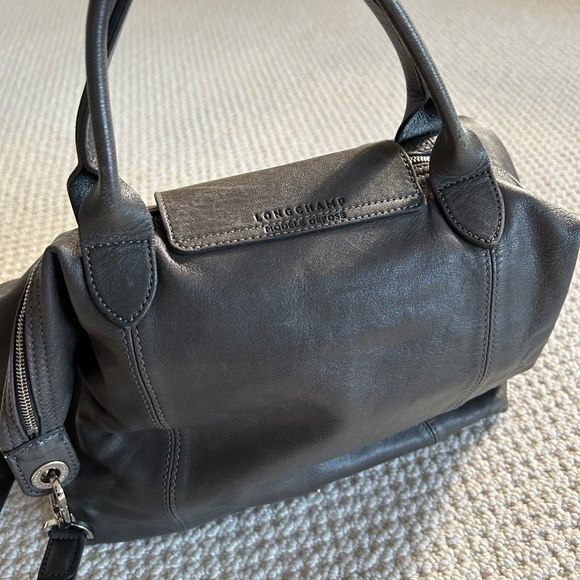 Longchamp Le Cuir Medium Leather Tote Gray - Picture 9 of 9